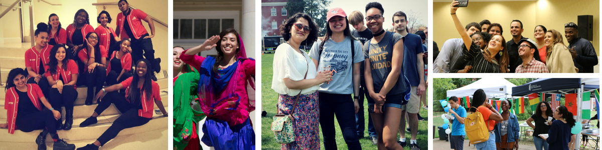 Collage of images depicting multicultural student groups on campus