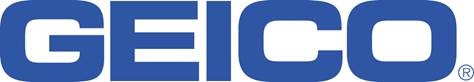Blue lettering spelling "GEICO" in large block letters