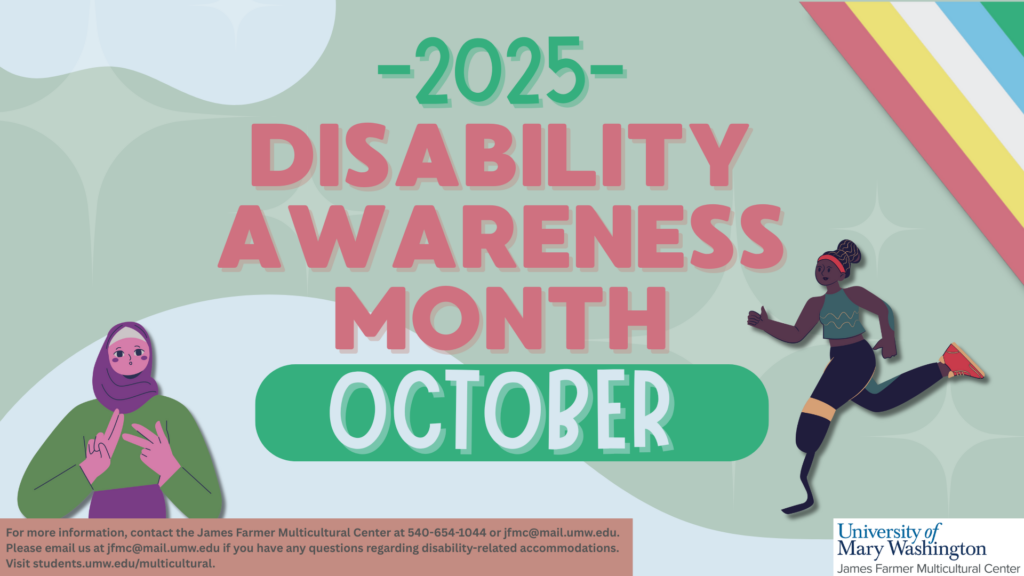 A slide with text that says "2025 Disability Awareness Month October."