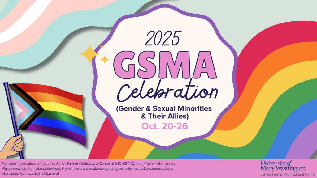 A slide that says "2025 GSMC Celebration (Gender and Sexual Minorities and Their Allies) Oct. 20 - 26."