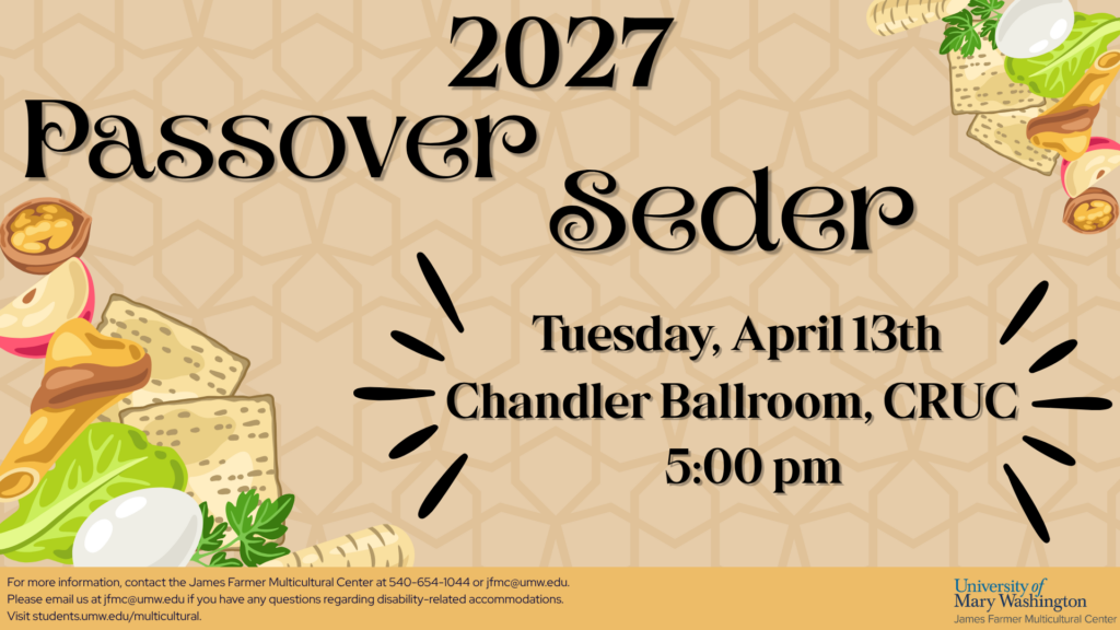 A slide with the text "2027 Passover Seder: Tuesday, April 13th."